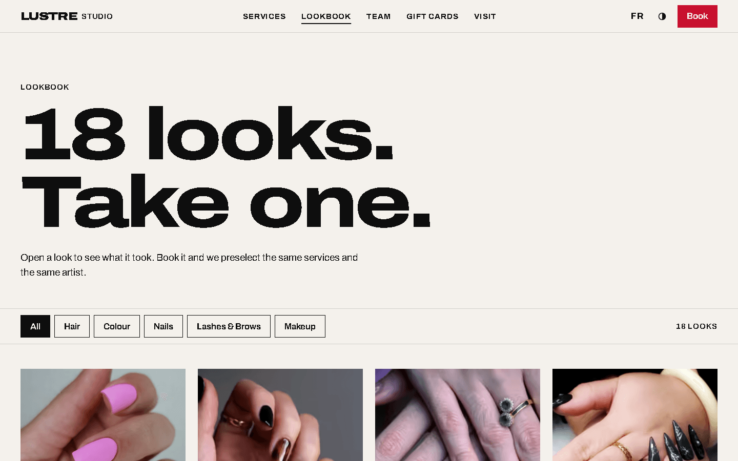 LUSTRE Studio lookbook page.